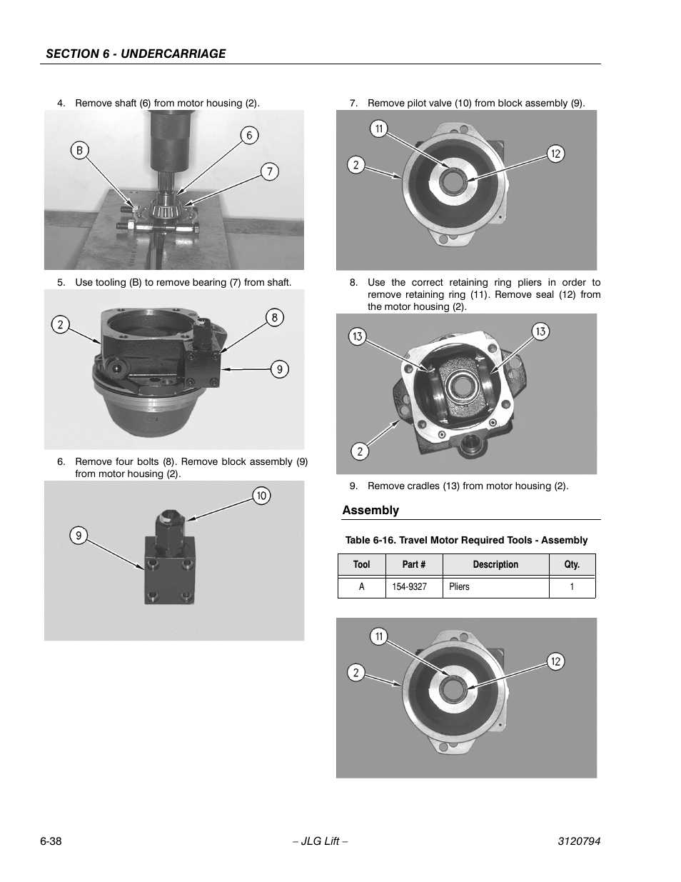 Assembly, Assembly -38, Travel motor required tools - assembly -38 | JLG 600SC_660SJC ANSI Service Manual User Manual | Page 142 / 184