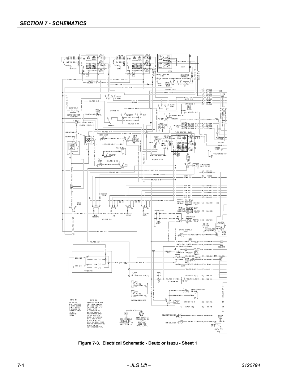 Electrical schematic - deutz or isuzu - sheet 1 -4 | JLG 600SC_660SJC ANSI Service Manual User Manual | Page 172 / 184