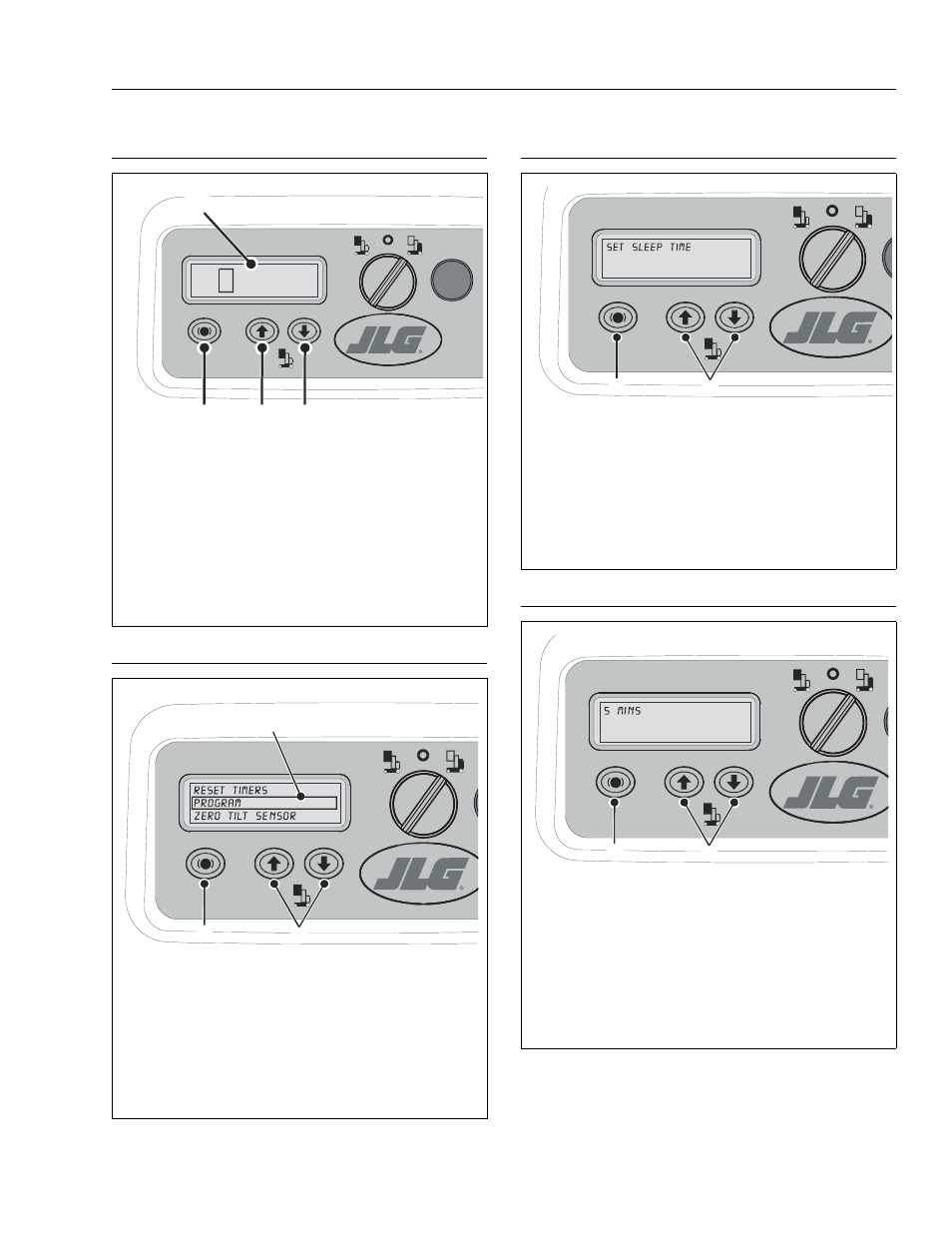Entering password, Programming mode selection, Selecting programmable item to adjust | Adjusting programmable setting | JLG DVSP Series Service Manual User Manual | Page 69 / 164