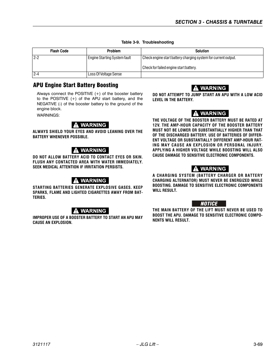 Apu engine start battery boosting | JLG M600 ANSI Service Manual User Manual | Page 107 / 222