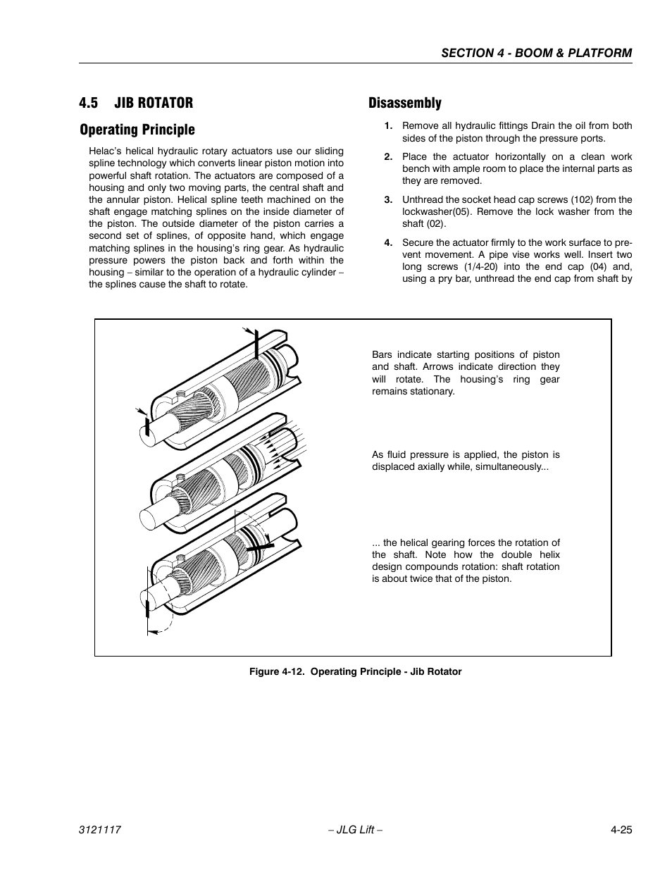 5 jib rotator, Operating principle, Disassembly | Operating principle - jib rotator -25, 5 jib rotator operating principle | JLG M600 ANSI Service Manual User Manual | Page 135 / 222