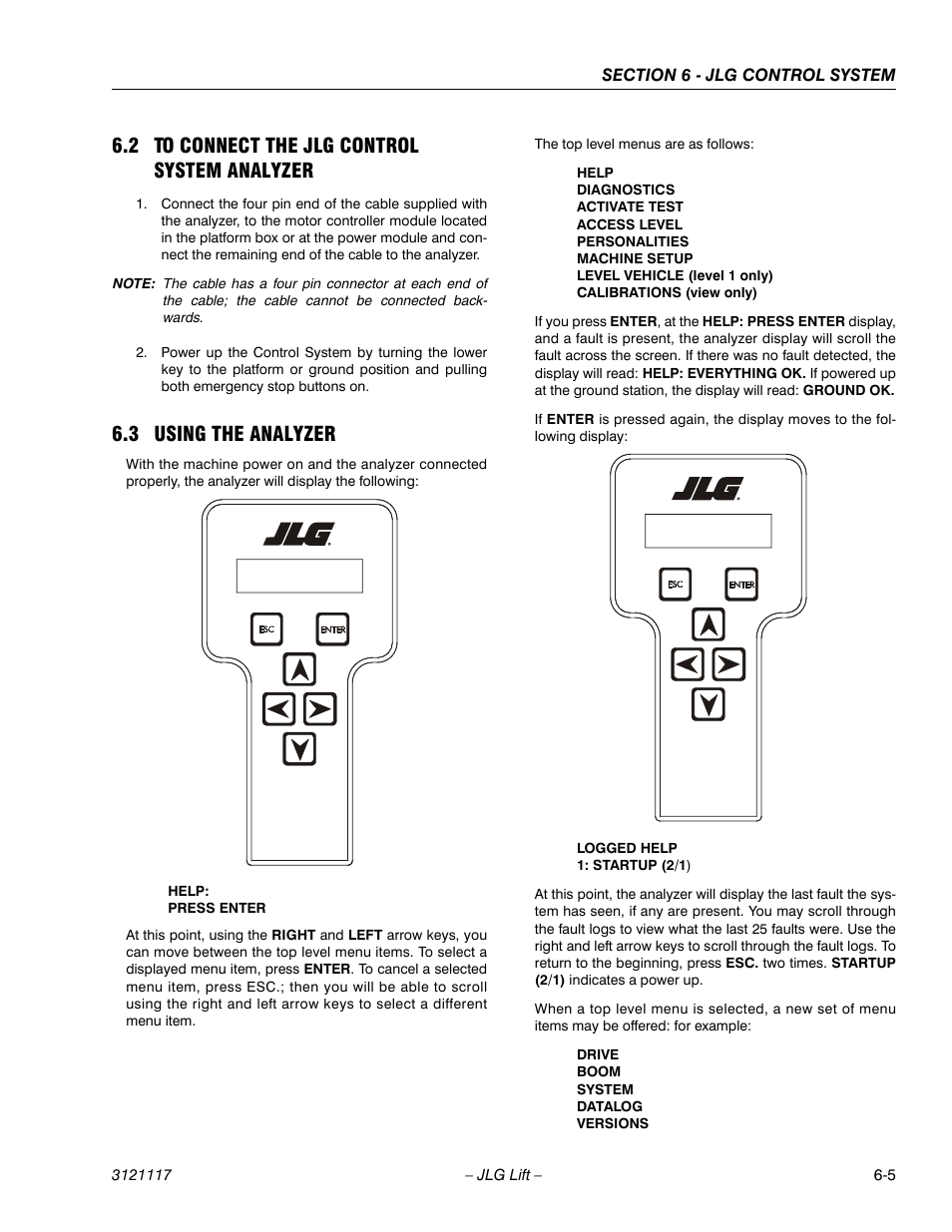 2 to connect the jlg control system analyzer, 3 using the analyzer | JLG M600 ANSI Service Manual User Manual | Page 171 / 222
