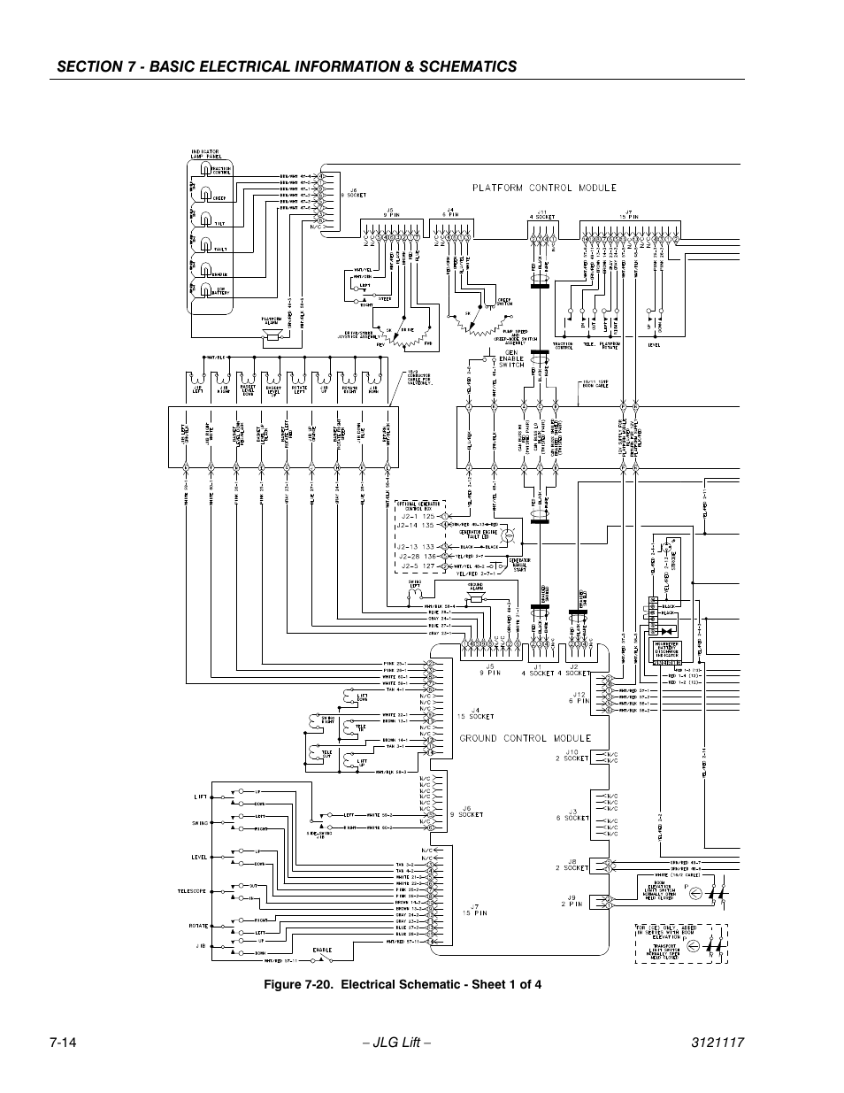 Electrical schematic - sheet 1 of 4 -14 | JLG M600 ANSI Service Manual User Manual | Page 214 / 222