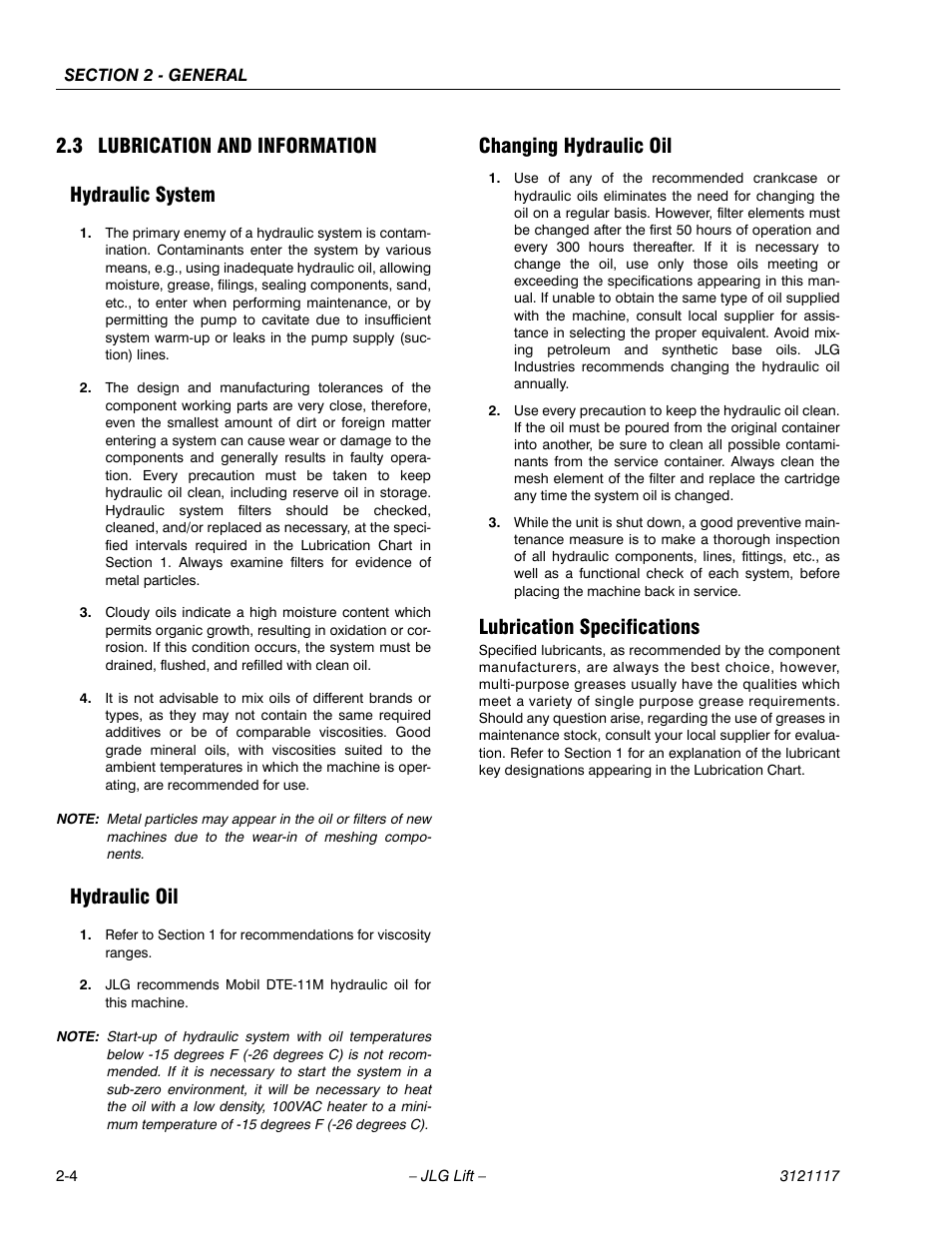 3 lubrication and information, Hydraulic system, Hydraulic oil | Changing hydraulic oil, Lubrication specifications, 3 lubrication and information hydraulic system | JLG M600 ANSI Service Manual User Manual | Page 32 / 222