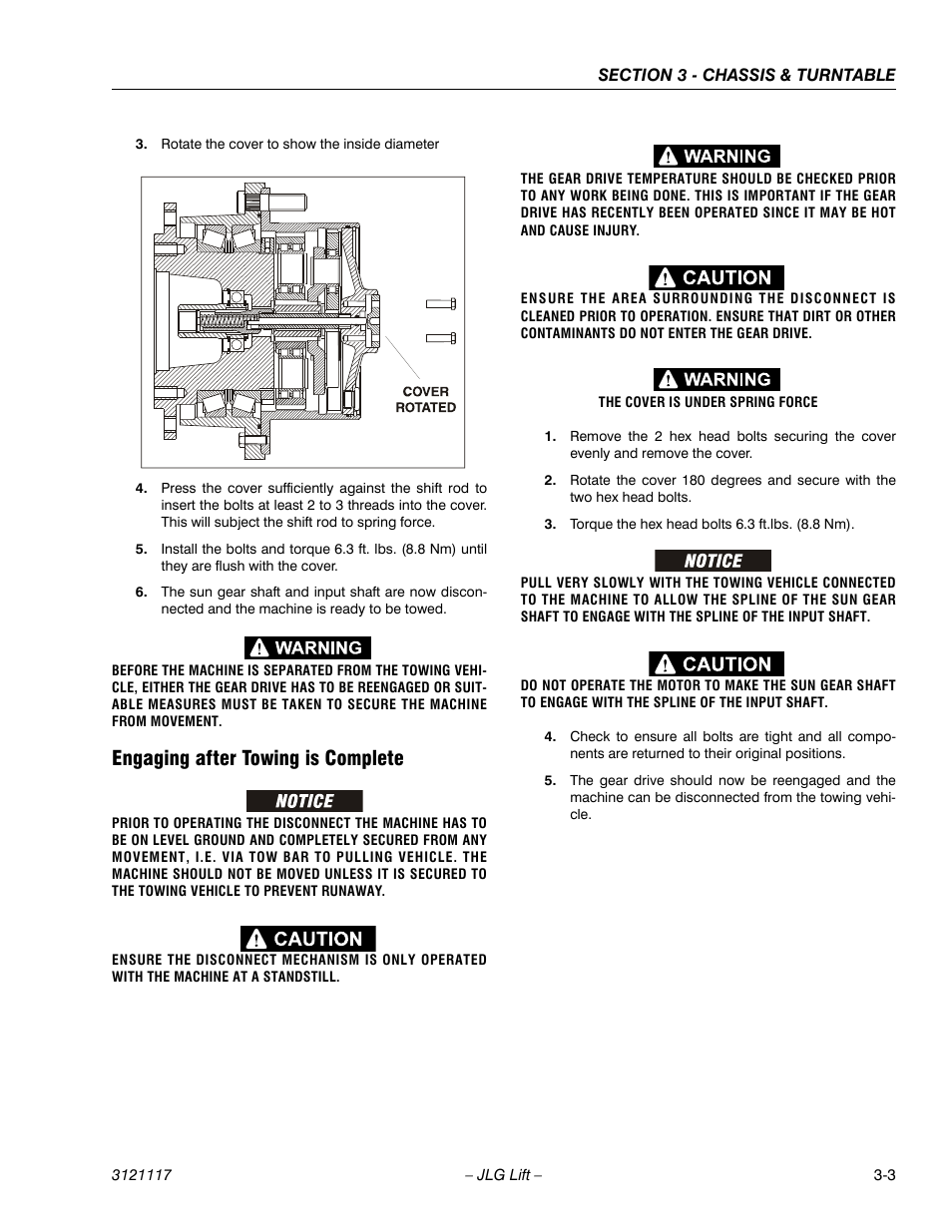 Engaging after towing is complete | JLG M600 ANSI Service Manual User Manual | Page 41 / 222