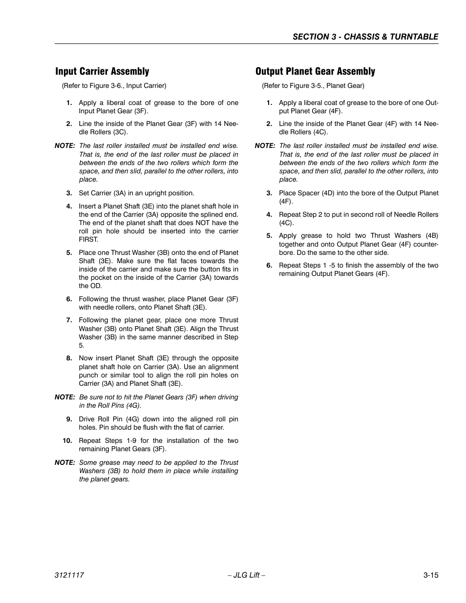 Input carrier assembly, Output planet gear assembly | JLG M600 ANSI Service Manual User Manual | Page 53 / 222