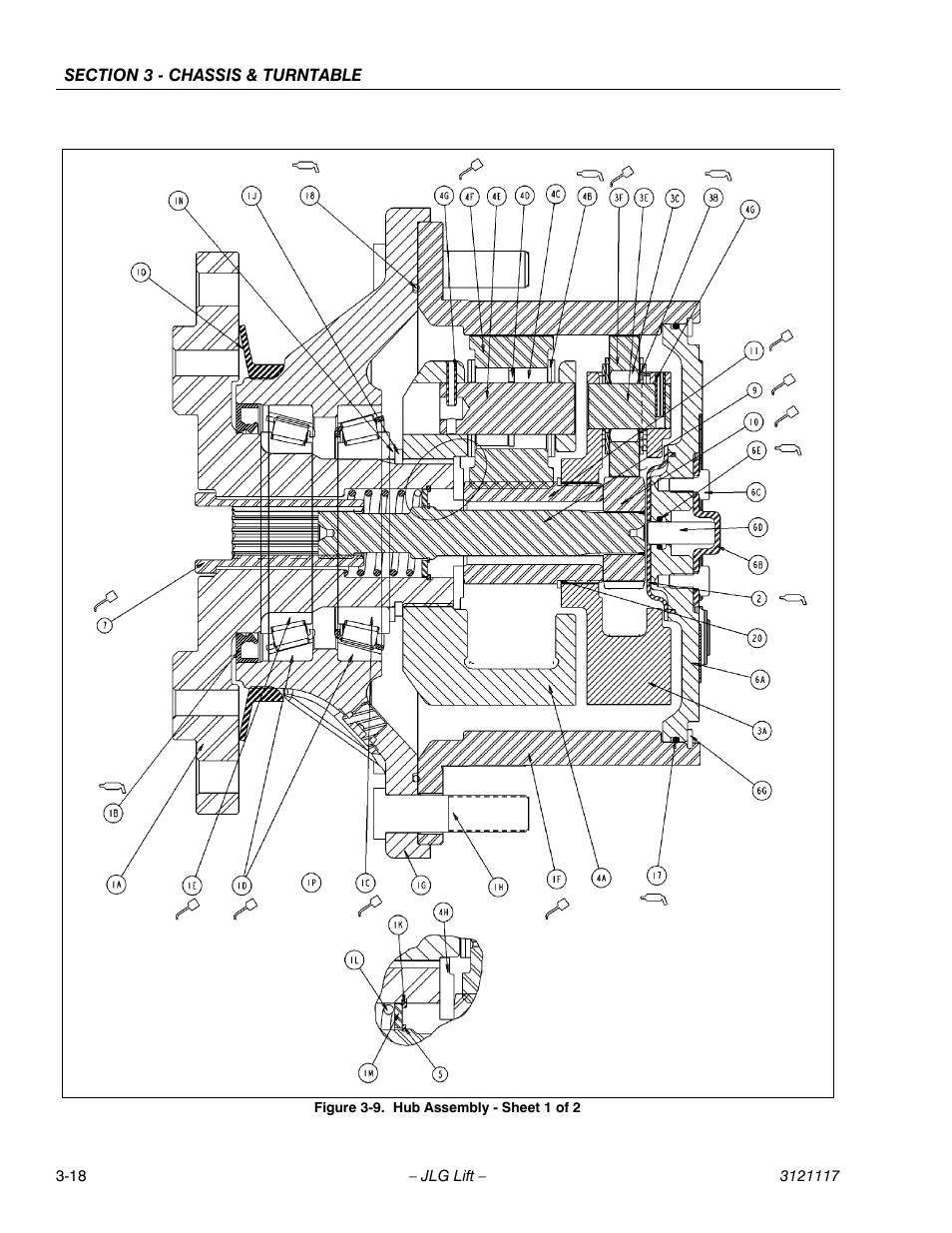 Hub assembly - sheet 1 of 2 -18 | JLG M600 ANSI Service Manual User Manual | Page 56 / 222