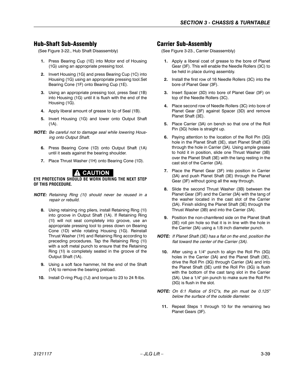 Hub-shaft sub-assembly, Carrier sub-assembly | JLG M600 ANSI Service Manual User Manual | Page 77 / 222