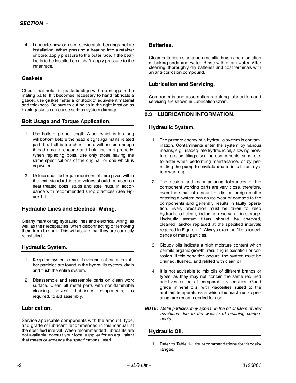3 lubrication information, Lubrication information -2 | JLG 45e Service Manual User Manual | Page 28 / 98