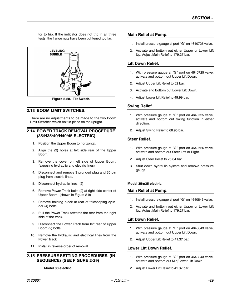 13 boom limit switches, Boom limit switches -29 | JLG 45e Service Manual User Manual | Page 55 / 98