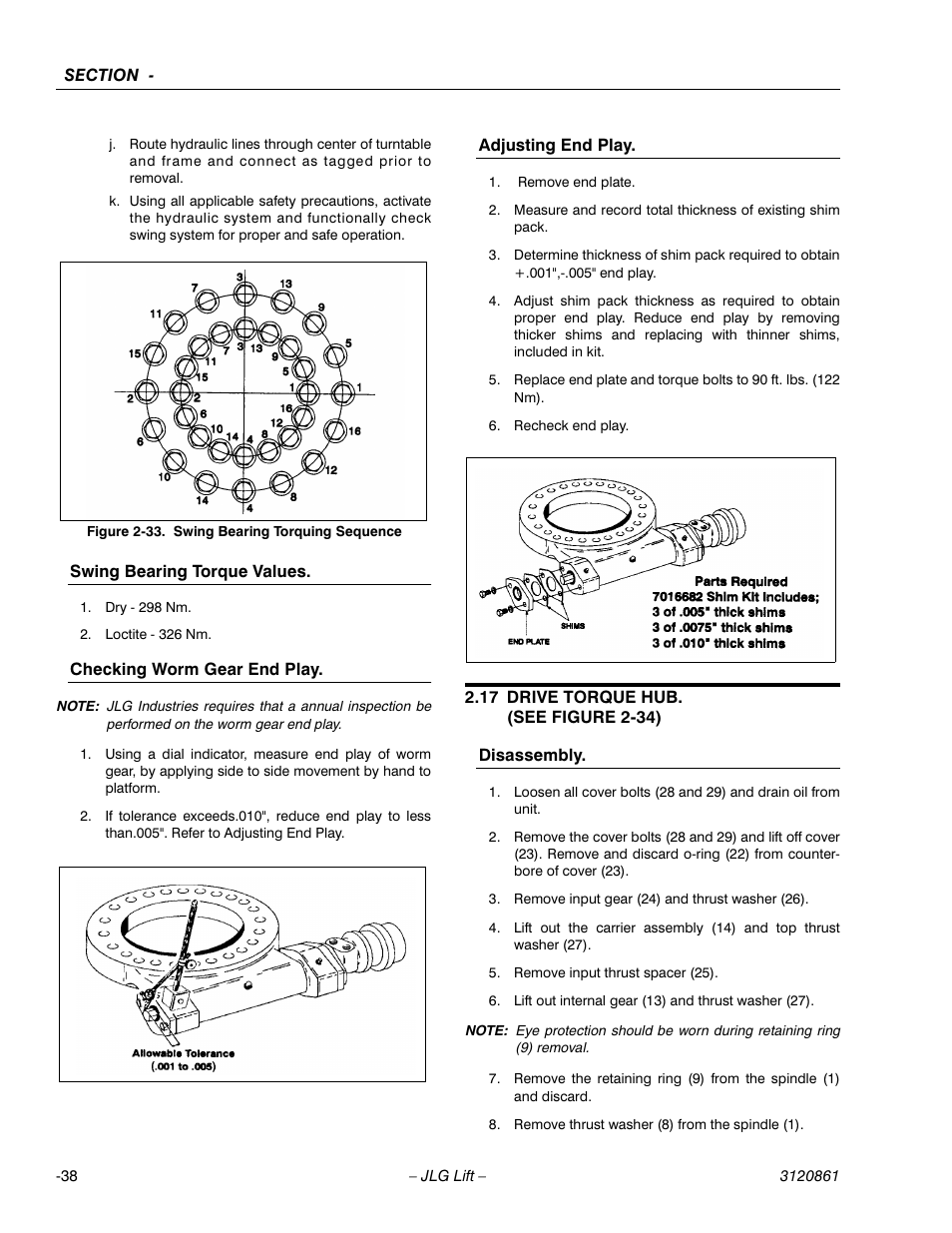 17 drive torque hub. (see figure 2-34), Drive torque hub. (see figure 2-34) -41 | JLG 45e Service Manual User Manual | Page 64 / 98