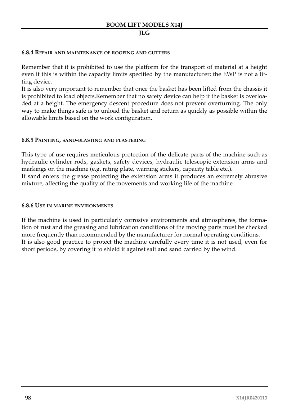 JLG X14J Operator Manual User Manual | Page 102 / 169