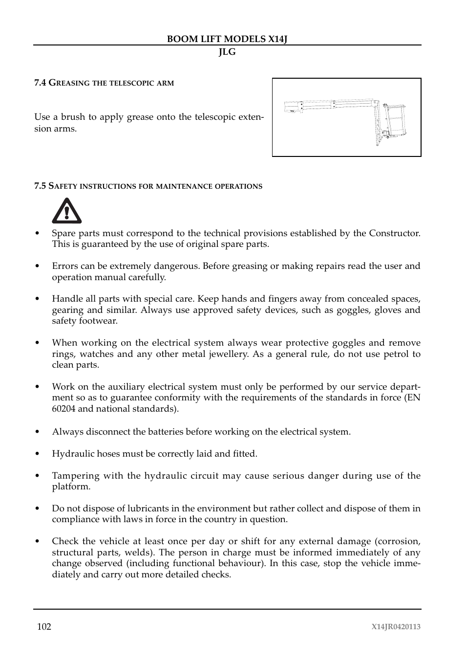 JLG X14J Operator Manual User Manual | Page 106 / 169