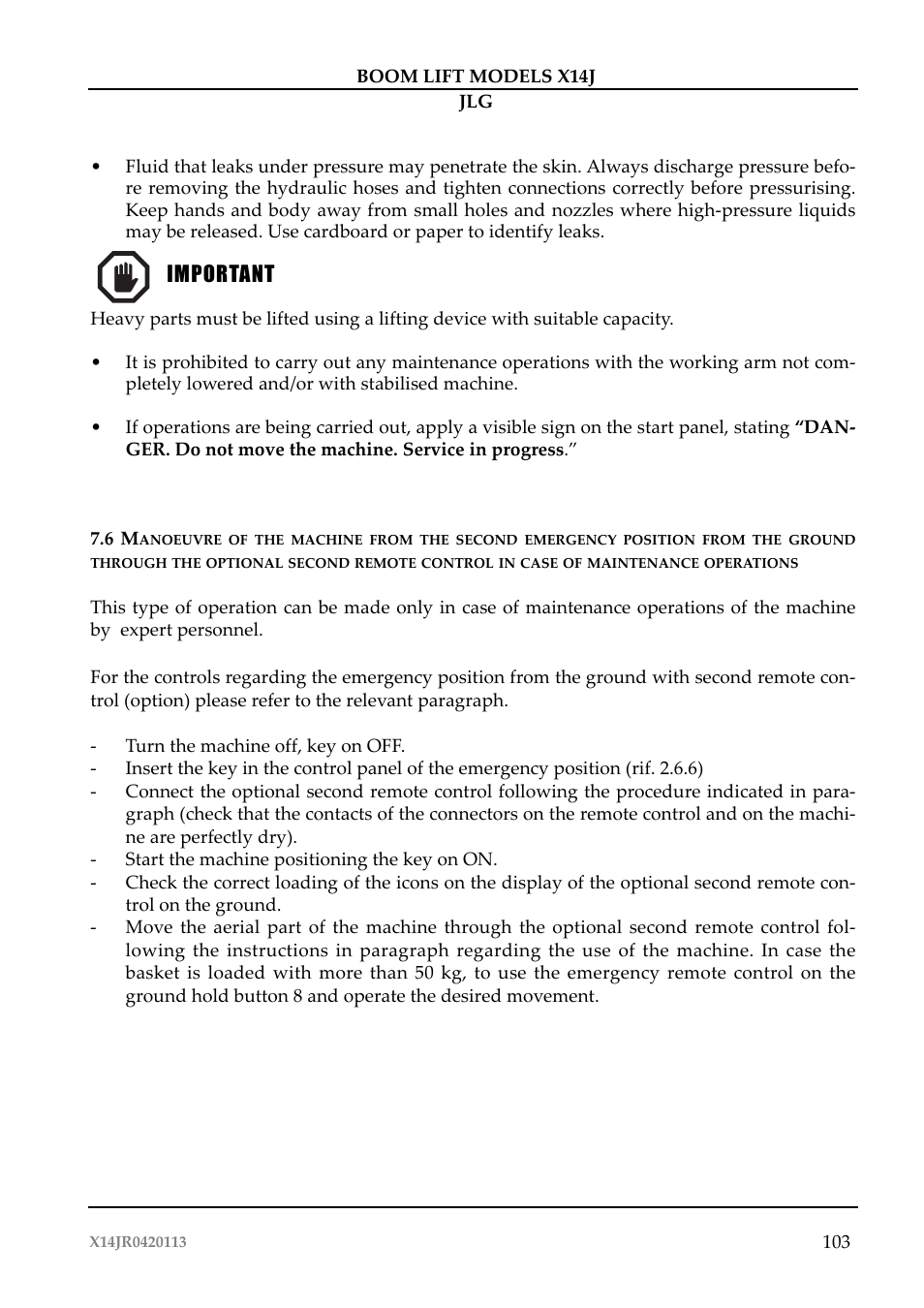 JLG X14J Operator Manual User Manual | Page 107 / 169