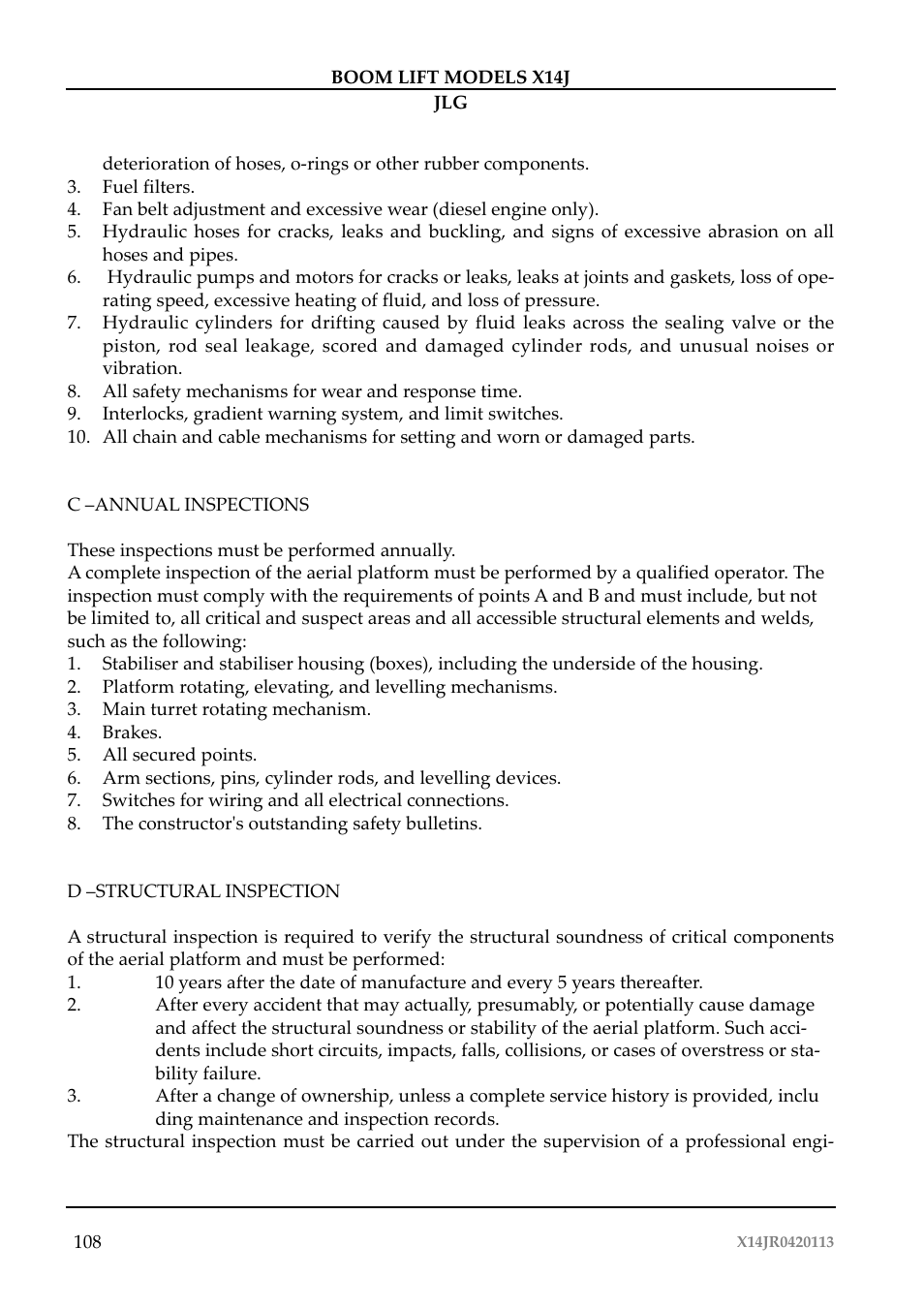 JLG X14J Operator Manual User Manual | Page 112 / 169