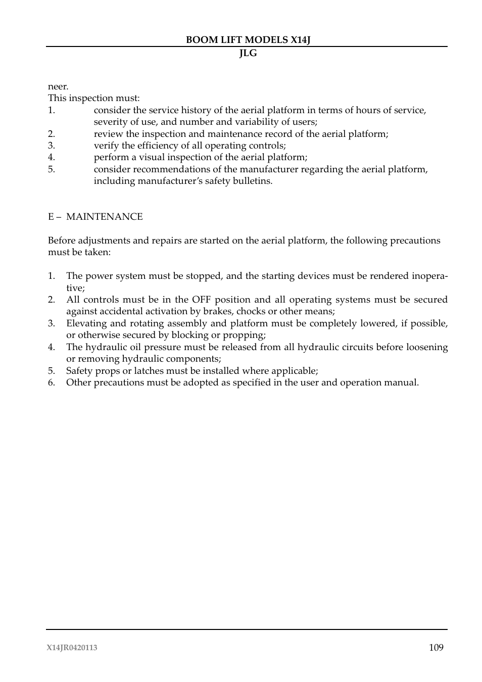 JLG X14J Operator Manual User Manual | Page 113 / 169