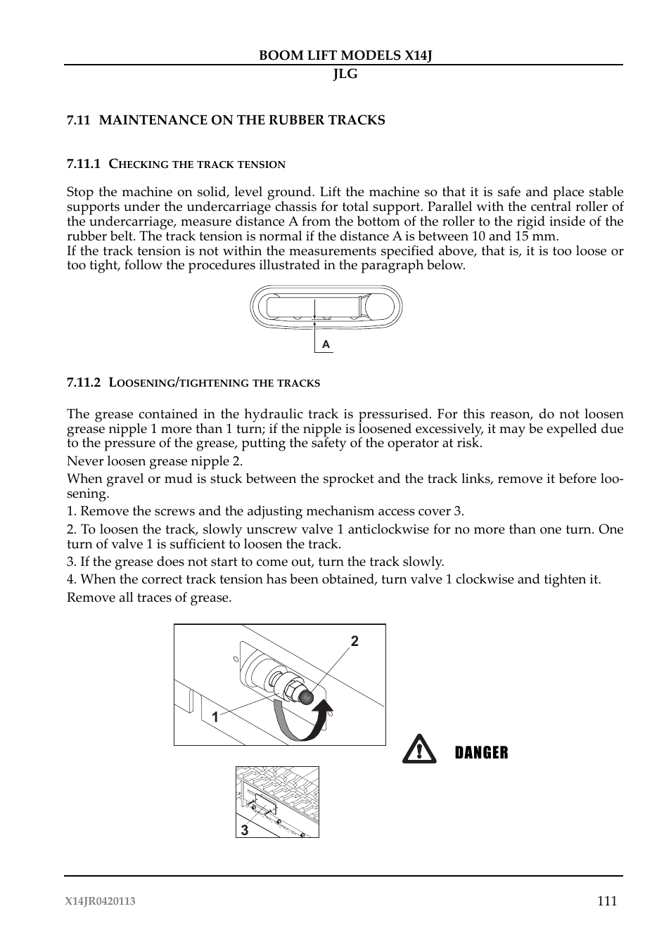 Danger | JLG X14J Operator Manual User Manual | Page 115 / 169