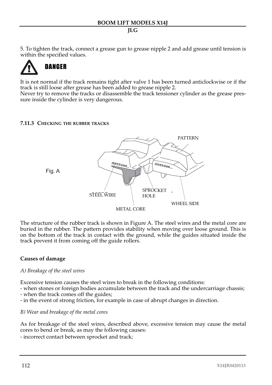 Pericolo, Danger | JLG X14J Operator Manual User Manual | Page 116 / 169