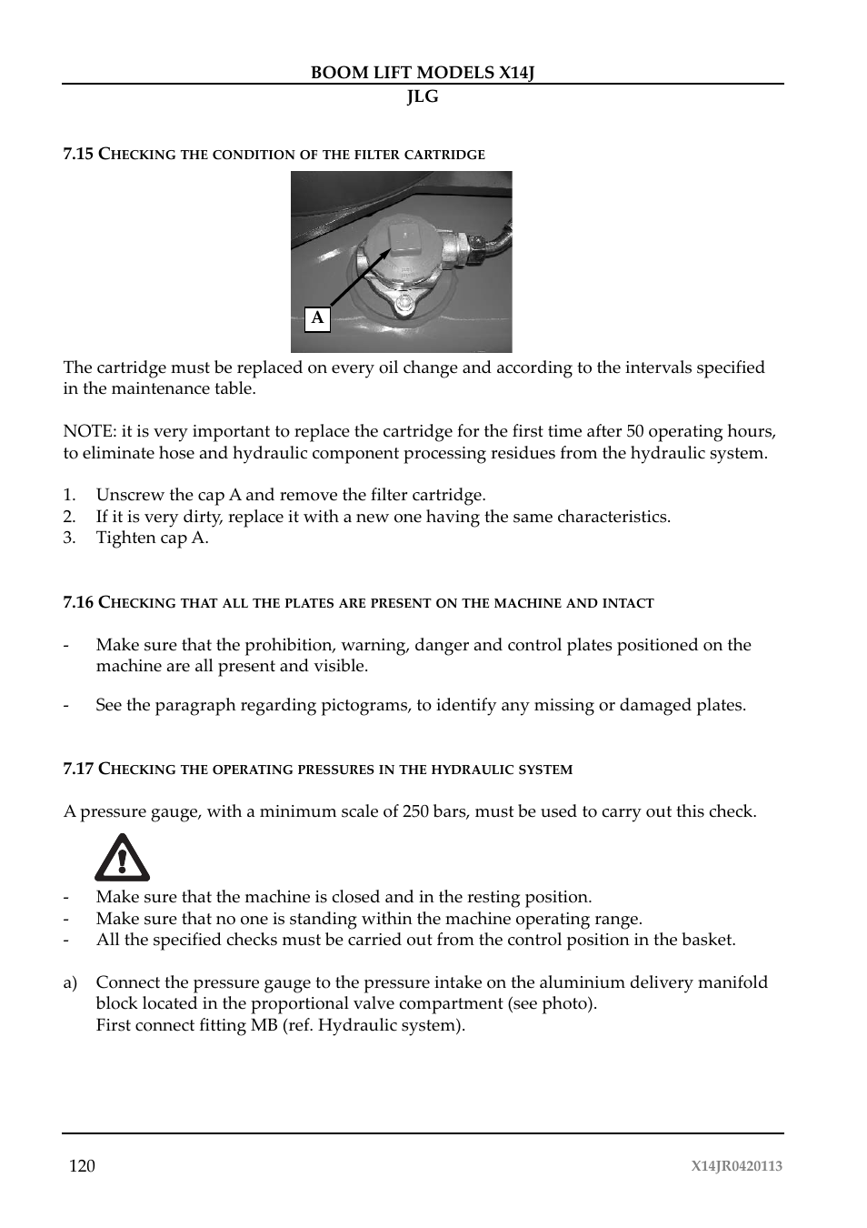 JLG X14J Operator Manual User Manual | Page 124 / 169