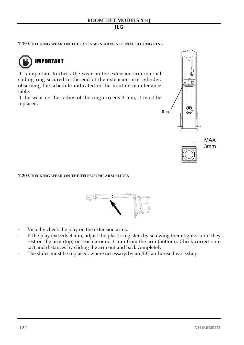 Important | JLG X14J Operator Manual User Manual | Page 126 / 169