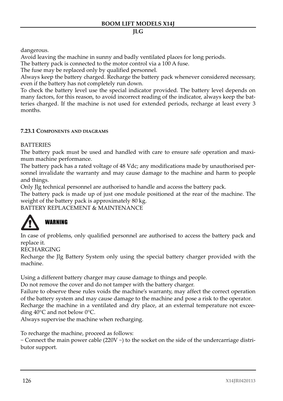 JLG X14J Operator Manual User Manual | Page 130 / 169