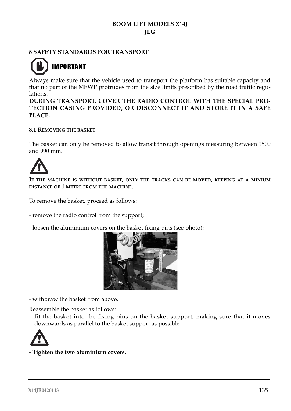 Importante important | JLG X14J Operator Manual User Manual | Page 139 / 169