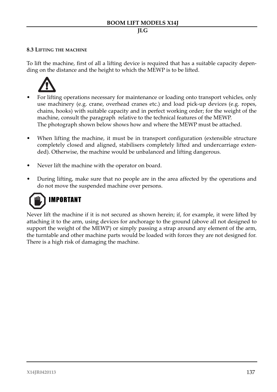 JLG X14J Operator Manual User Manual | Page 141 / 169