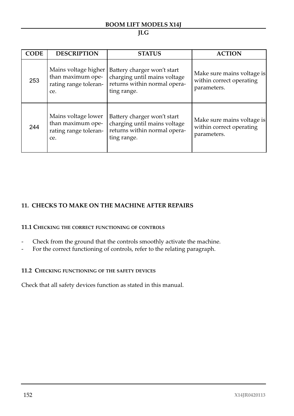 JLG X14J Operator Manual User Manual | Page 156 / 169