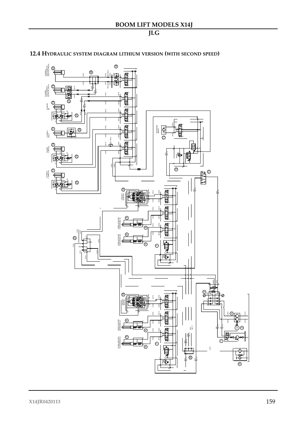 Boom lift models x14j jlg, Ydraulic system diagram lithium version, With second speed | JLG X14J Operator Manual User Manual | Page 163 / 169