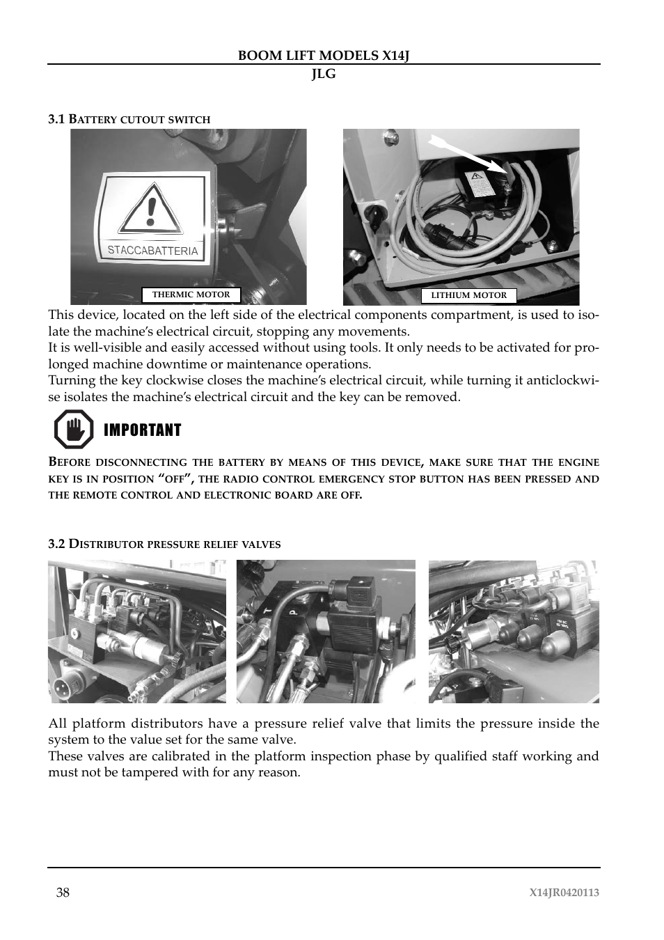 Importante, Important | JLG X14J Operator Manual User Manual | Page 42 / 169