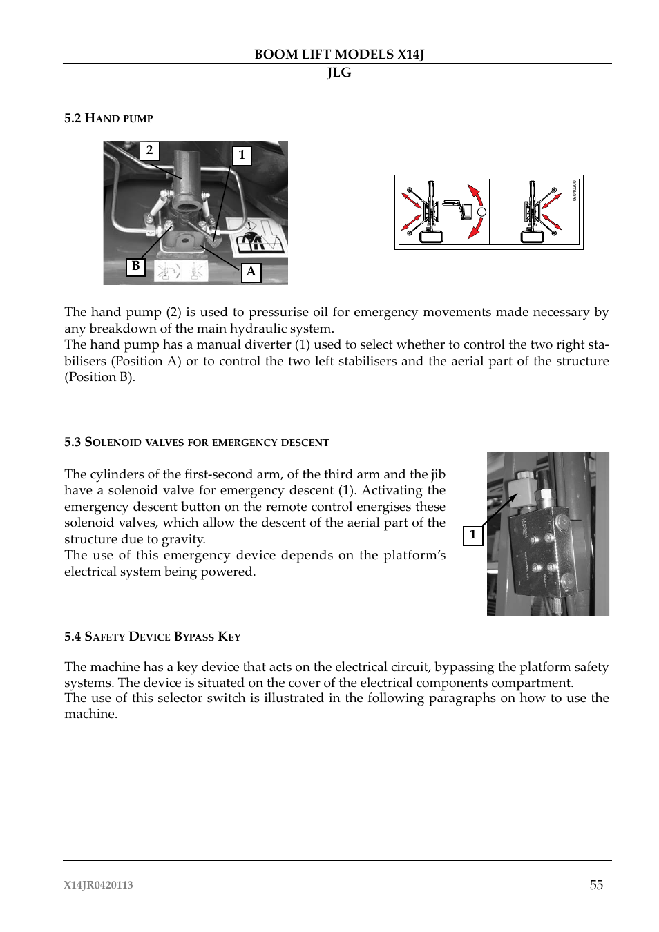 12 a b 1, Boom lift models x14j jlg 55 | JLG X14J Operator Manual User Manual | Page 59 / 169