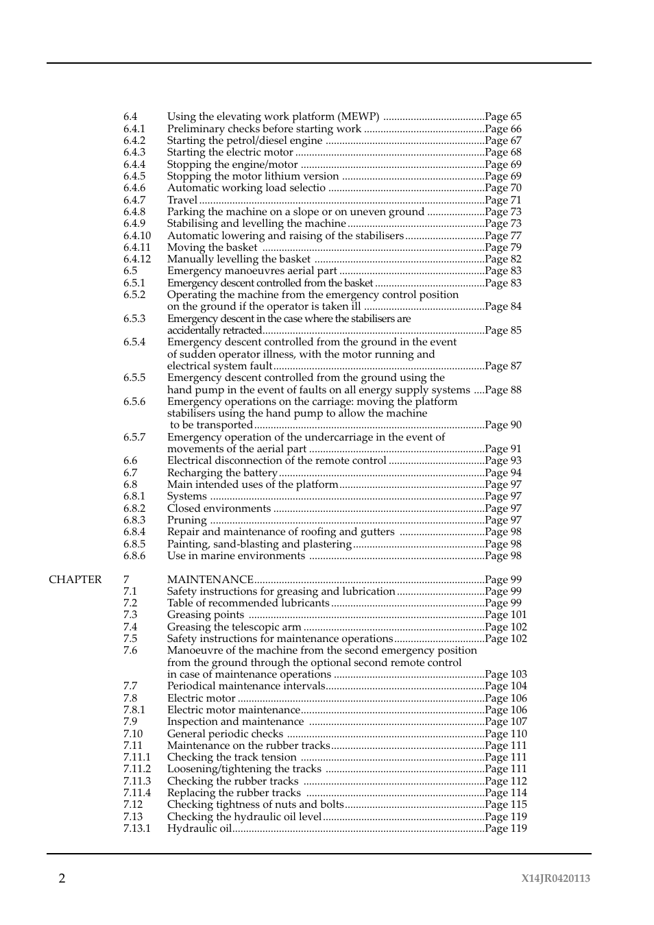 JLG X14J Operator Manual User Manual | Page 6 / 169
