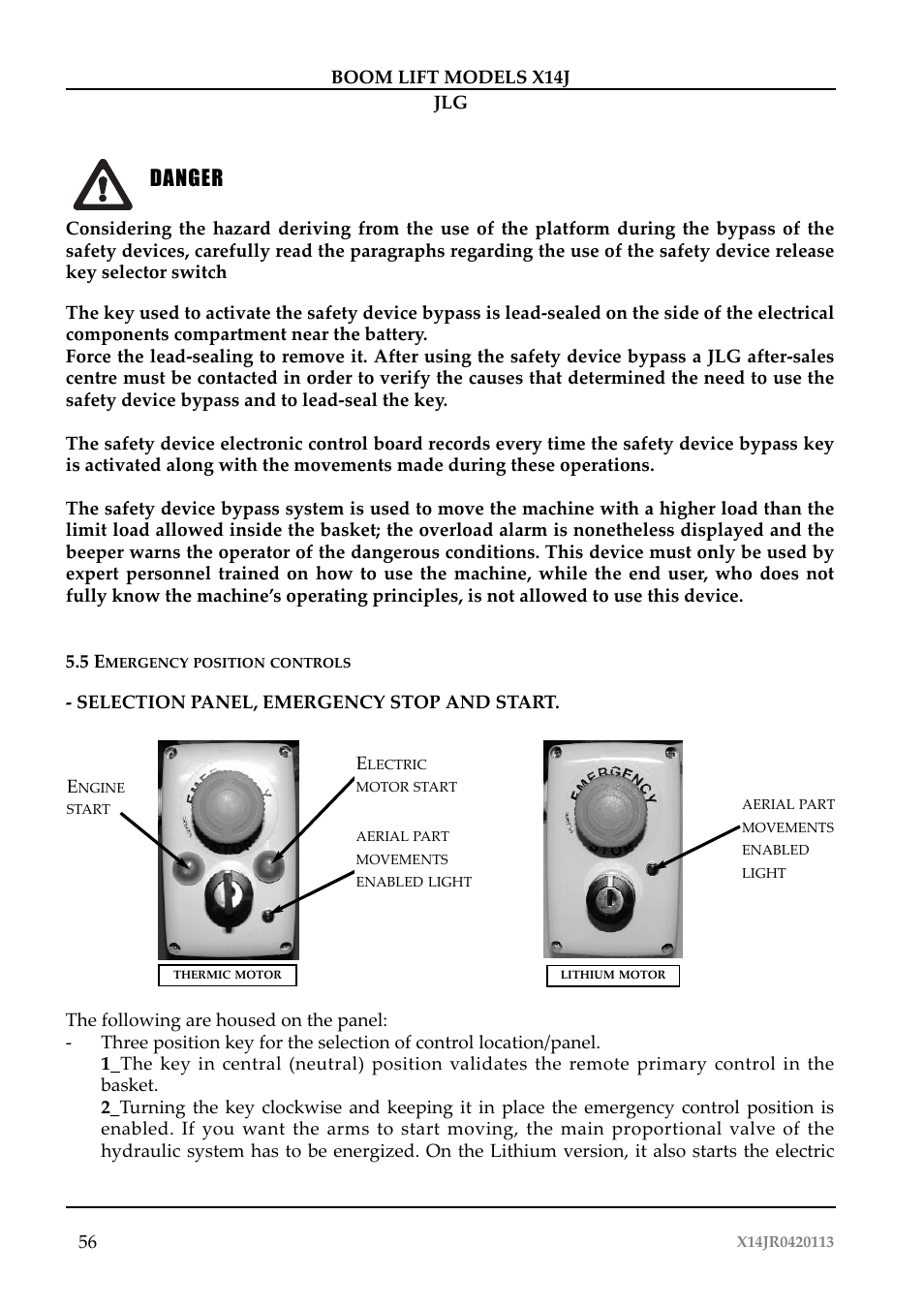 Pericolo, Danger | JLG X14J Operator Manual User Manual | Page 60 / 169