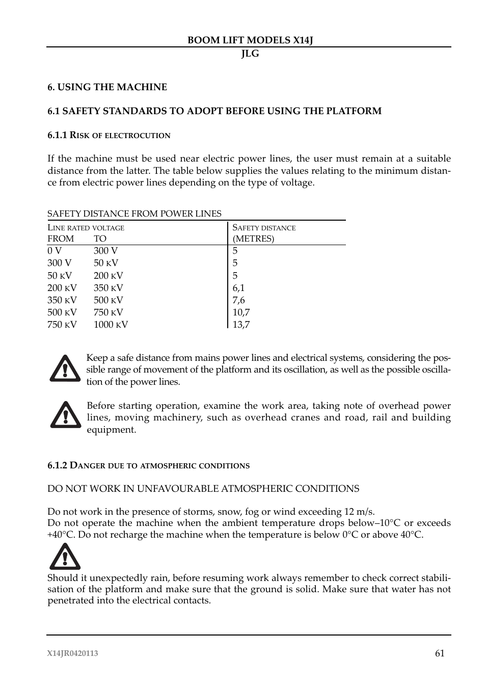 JLG X14J Operator Manual User Manual | Page 65 / 169