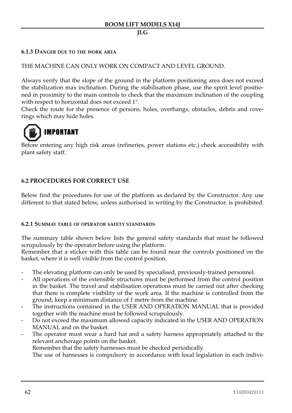 JLG X14J Operator Manual User Manual | Page 66 / 169
