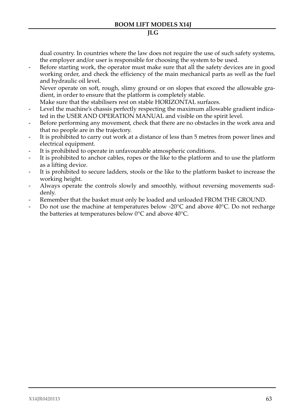 JLG X14J Operator Manual User Manual | Page 67 / 169