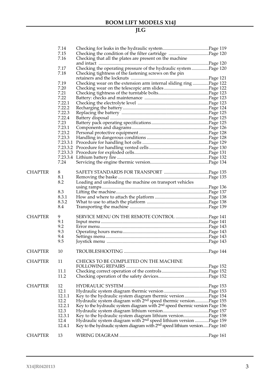 JLG X14J Operator Manual User Manual | Page 7 / 169