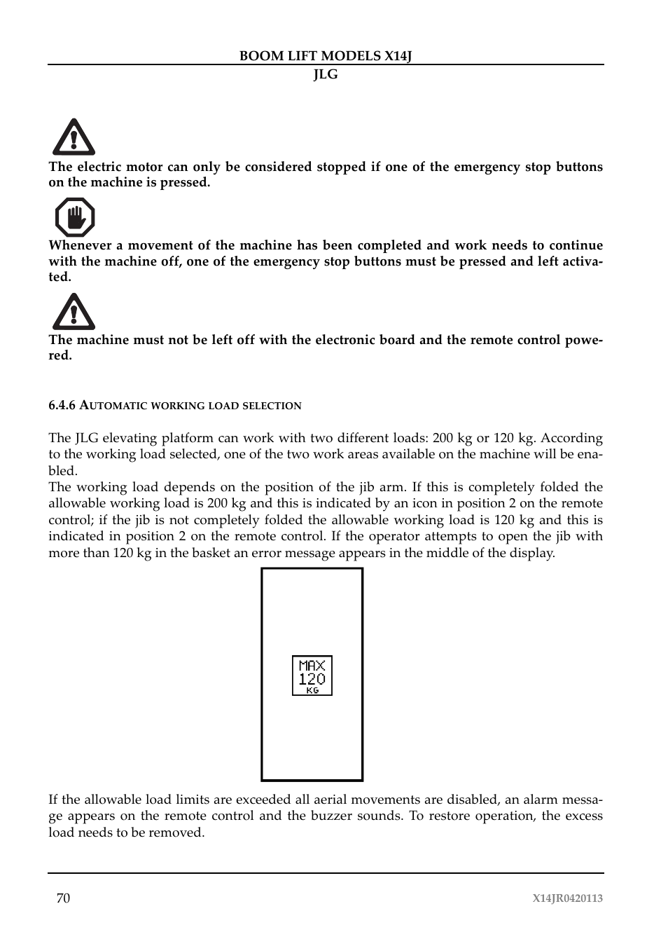 JLG X14J Operator Manual User Manual | Page 74 / 169
