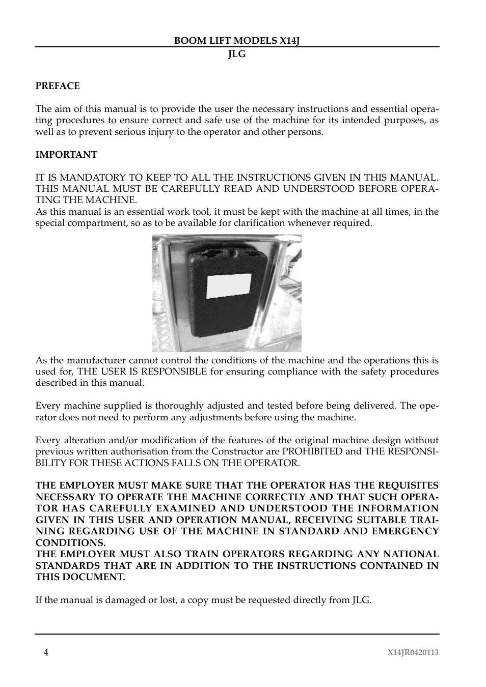 JLG X14J Operator Manual User Manual | Page 8 / 169