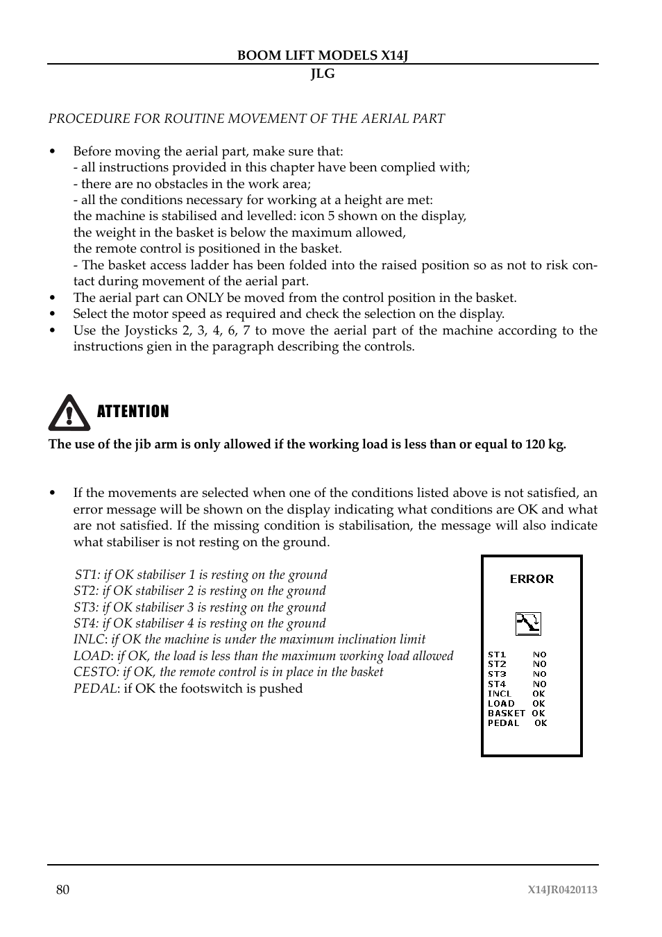 JLG X14J Operator Manual User Manual | Page 84 / 169