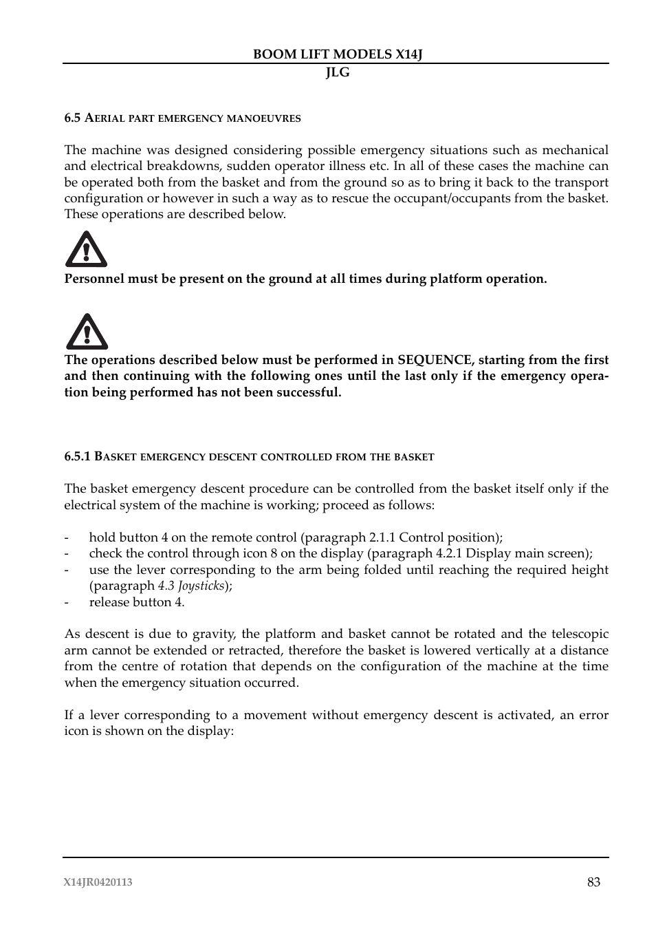 JLG X14J Operator Manual User Manual | Page 87 / 169