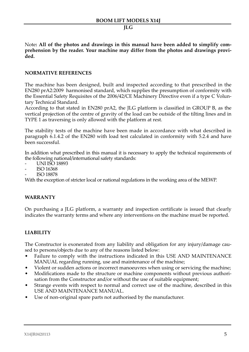 JLG X14J Operator Manual User Manual | Page 9 / 169