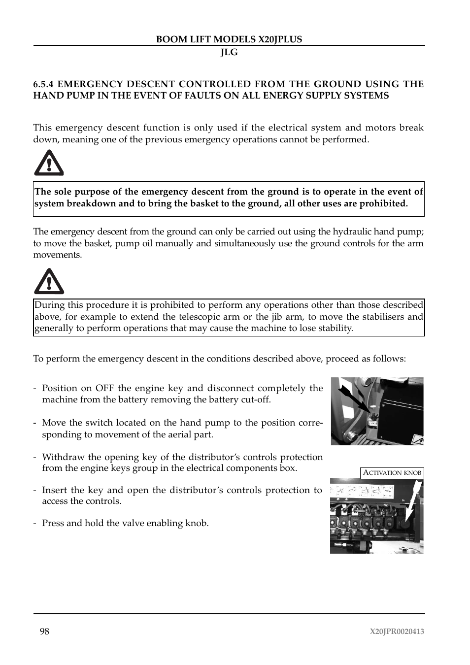 JLG X20J Plus Operator Manual User Manual | Page 102 / 178