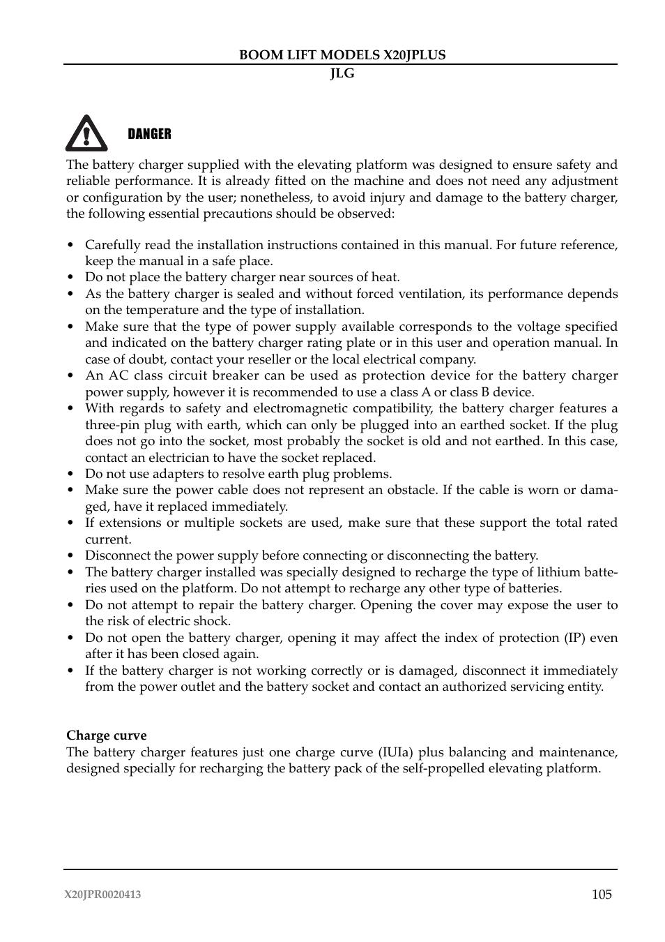 JLG X20J Plus Operator Manual User Manual | Page 109 / 178