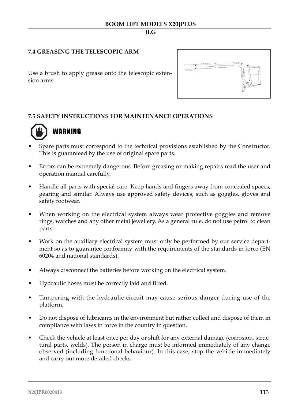JLG X20J Plus Operator Manual User Manual | Page 117 / 178