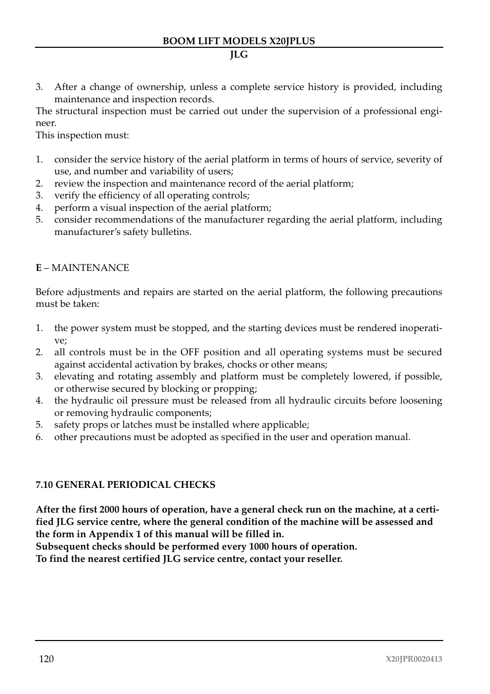 JLG X20J Plus Operator Manual User Manual | Page 124 / 178
