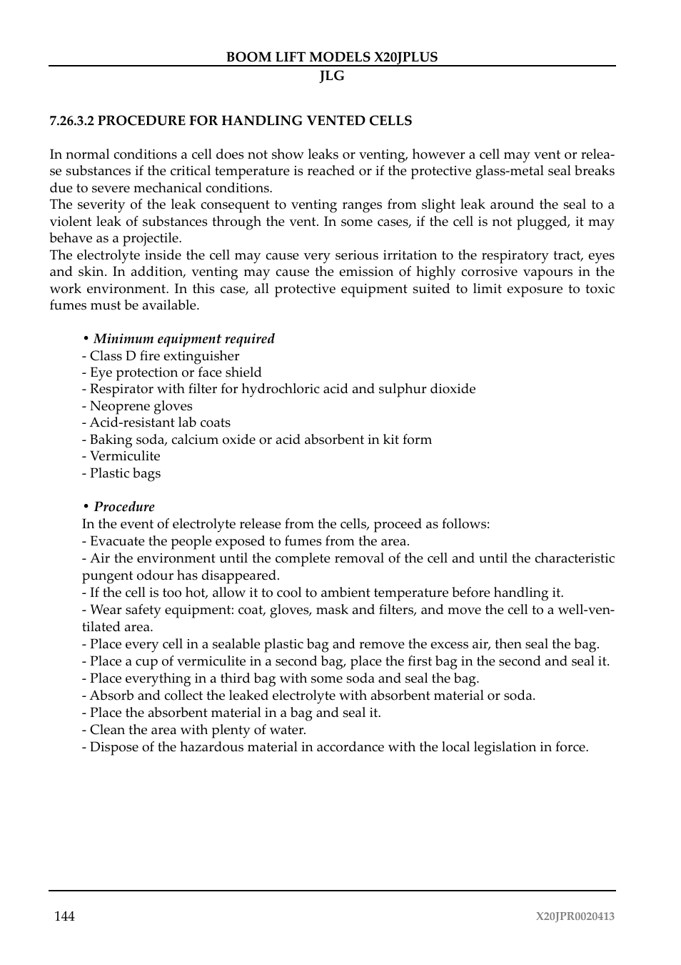 JLG X20J Plus Operator Manual User Manual | Page 148 / 178