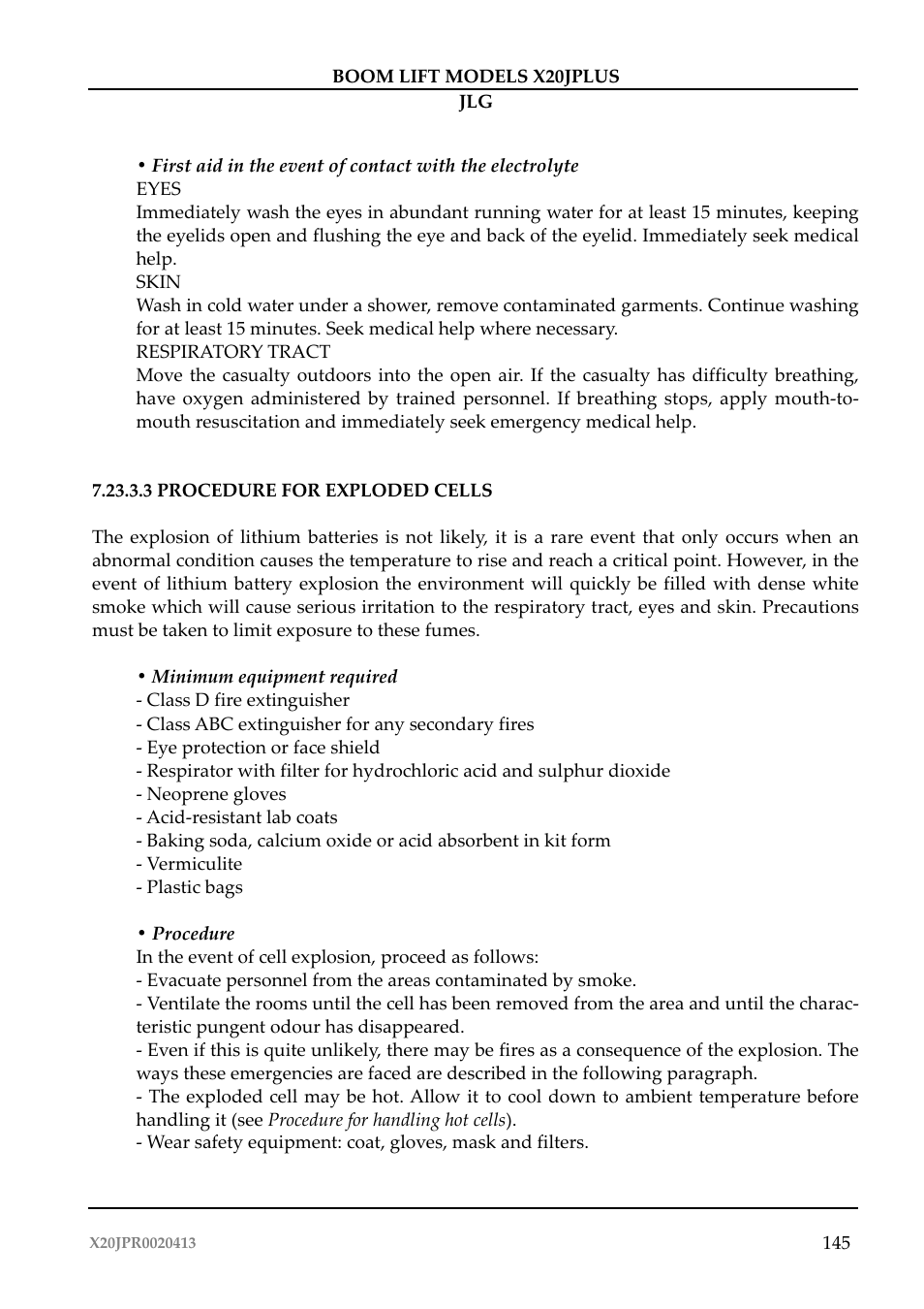 JLG X20J Plus Operator Manual User Manual | Page 149 / 178