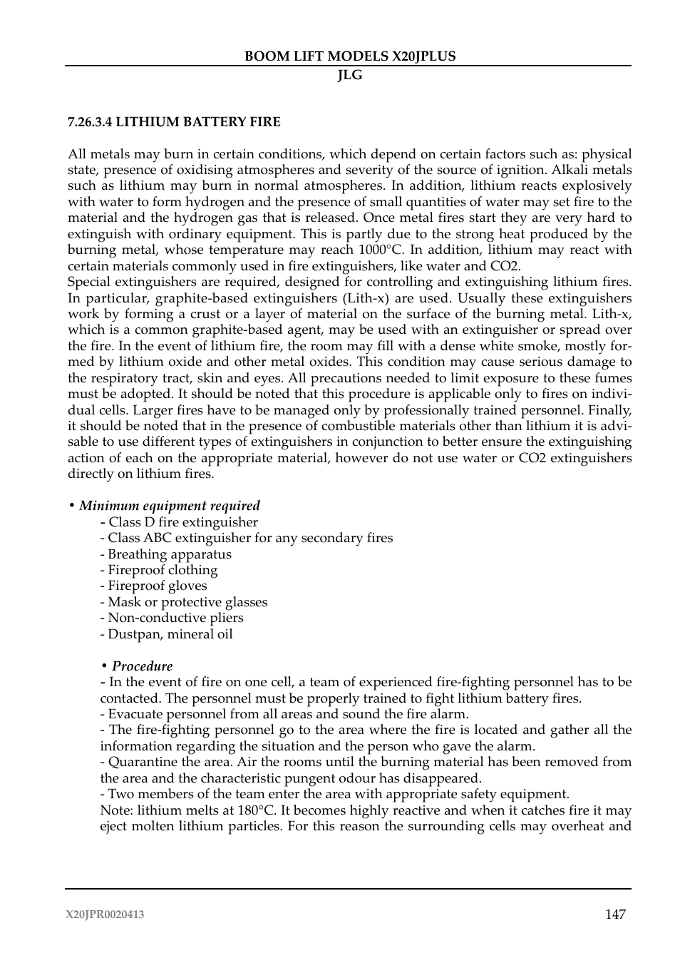 JLG X20J Plus Operator Manual User Manual | Page 151 / 178