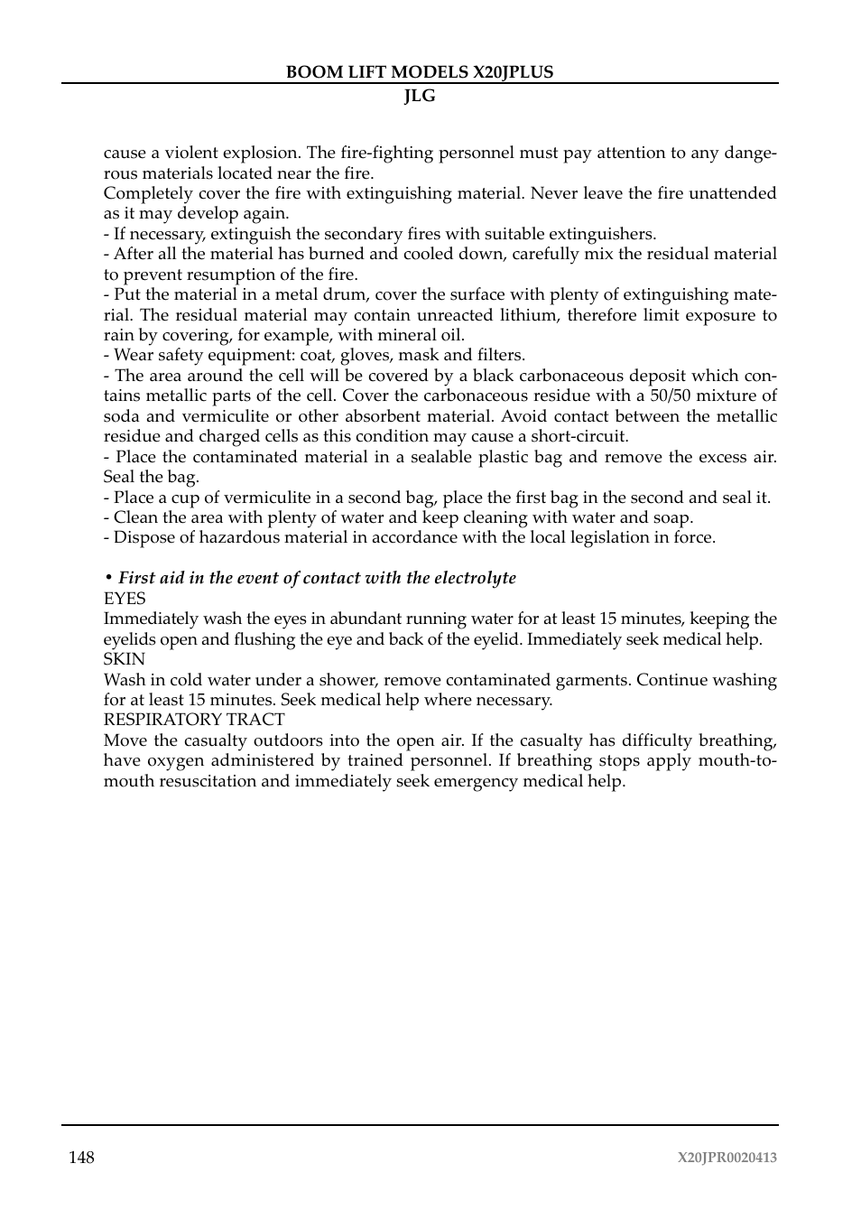 JLG X20J Plus Operator Manual User Manual | Page 152 / 178